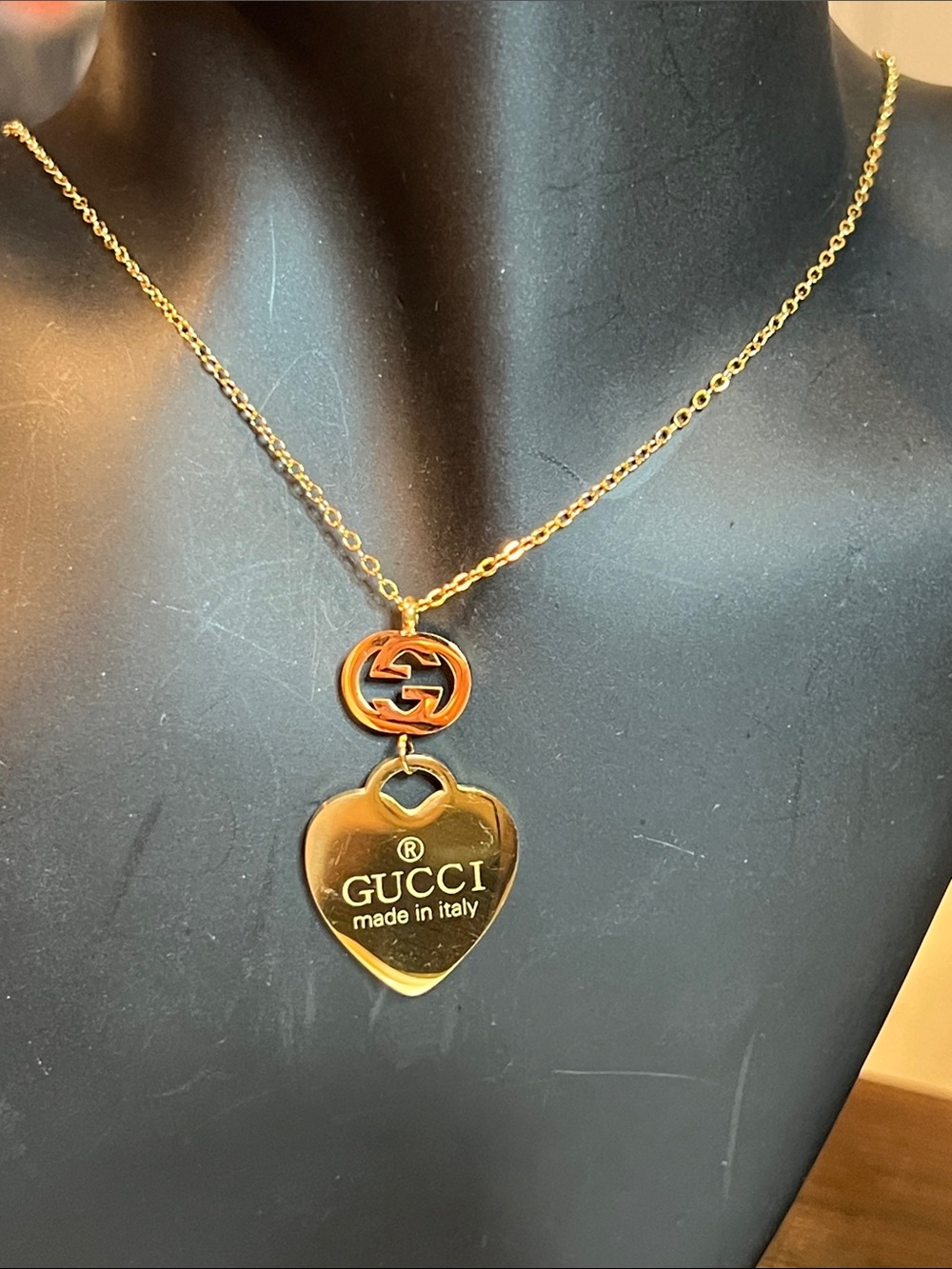 Gold Heart Pendant Necklace - Made in Italy